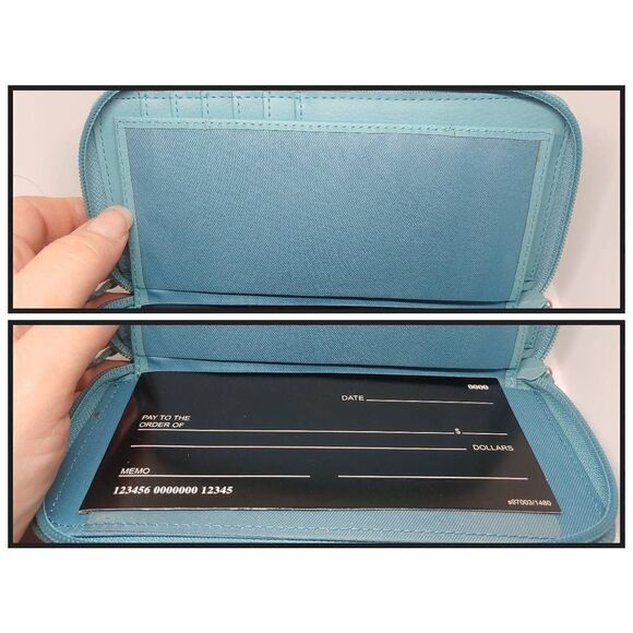 Mundi Women's Aquamarine Double Zip Clutch Wallet - Picture 5 of 11